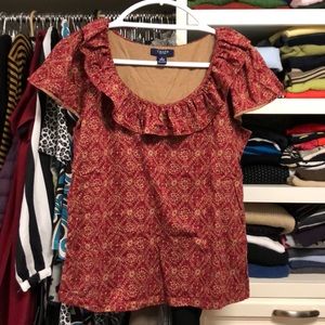 Chaps Short Sleeve Ruffle Top